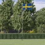 Sveriges flagga med flaggstång 6,23 m aluminium