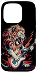 Coque pour iPhone 14 Pro Costume de lion à bascule avec guitare électrique