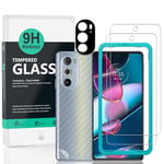 Ibywind Screen Protector (2 Pack) For Motorola Edge 30 Pro 5G,9H Hardness Tempered Glass,With 1Pc Metal Camera Lens Protector,1Pc Back Protector,Easy to Install