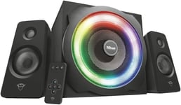 GXT 629 Tytan RGB Enceinte PC Gamer 2.1 avec Caisson de Basses, 120 W, LED RGB, Télécommande sans Fil, Haut Parleur PC, Ordinateur Portable, Tablette, Smartphone, TV - Noir