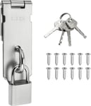 Verrou Porte Exterieur Loquet Porte Interieure,Serrure Porte avec Cadenas,Verrou Portail en Acier Inoxydable pour Porte,Armoire,Tiroir et Jardin,Brossé,EMST009-LS(Q186)