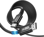 Câble USB C vers HDMI 4K 5M, Cable USB Type C HDMI 4K UHD (Compatible Thunderbolt 3) pour MacBook Pro 2018/2017, iPad Pro 2018/Air 2020, Samsung Galaxy S20/S10, Surface Book 2, Huawei P40 Noir