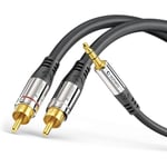 Câbles Rca - Câble Cinch Sonero® 10 M 2x Vers Jack 35 Mm Audio Chaîne Hi-fi Noir
