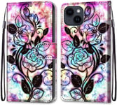 Peinture Premium Pu Cuir Coque Pour Apple Iphone 14 Coque En Cuir Pu Etui De Protection Motif Avec Fonction Support Magnétique Portables Case Pour Apple Iphone 14,Fleurs Creuses