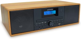 Micro-Chaîne HiFi sans Fil Effet Bois Lecteur CD Radio FM avec Télécommande