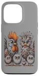 Coque pour iPhone 13 Pro Art de poulet amusant coloré d'Eagerlys, Crazy Chicken Family