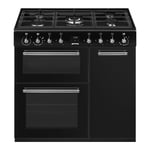 Smeg CX93GMBL 90cm Concert Dual Fuel Range Cooker - Black