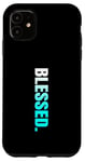 iPhone 11 Turquoise Cassette Blessed. Vertica Turquoise Color Graphic Case