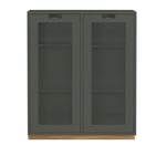 Asplund - Snow Cabinet E D30 Glass Doors - Green Khaki, Ek Sockel - Vitrinskåp