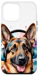 Coque pour iPhone 15 Pro Max Berger Allemand Écouteurs Chien Alsacien Animaux Imprimé