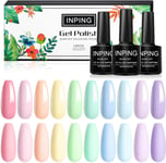 INPING Pastel Gel Nail Polish, 10 Color Spring Summer Nail Polishes Set Candy M