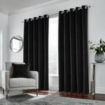 Enhanced Living Black Velvet, Supersoft, Blackout, Thermal Pair of Curtains with Eyelet Top - 100% Blackout, Energy Saving, Noise Reducing, Thermal Curtain 90 x 90 inch (229x229cm)