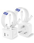 iPhone 15 Fast Charger Plug and Cable,2Pack iPad 20W USB C and USB Power Adapter Dual Port Wall Charging Plug with USB C to C Cable for iPhone 15/15 Plus/15 Pro/15 Pro Max,iPad Pro/Air Type C Series