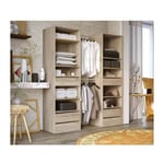 COMBI Kit dressing 2 colonnes + 2 barres de penderie contemporain decor chene clair - L 177 cm