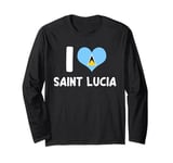 I Love Saint Lucia Pride St. Lucian Flag Heart Long Sleeve T-Shirt