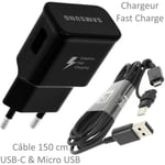 Chargeur - Samsung - EP-TA20EBE - Charge rapide - 2A - Câble 1,50m USB-C/Micro USB