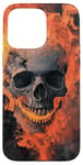 Coque pour iPhone 15 Pro Max Crâne de feu en métal enveloppé de flammes fumées