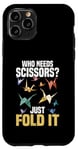 Coque pour iPhone 11 Pro Origami, papier amusant, design artistique, pliage, origami