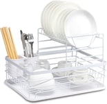 BTGGG 2 Tier Dish Drainer Rack with Removable Drip Tray, Metal Kitchen Dish Rack