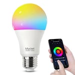 Mycket E27 WiFi Smart Bulb 9W LED Color Dimmable Light Equivalent Bulbs, RGBW Million Colors Remote and Voice Control Timer Function Compatible with Alexa/Echo(1-Pack)