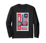 London Stamp with Iconic Landmarks - London Souvenir Long Sleeve T-Shirt