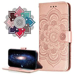 IMIRST Coque pour Xiaomi Redmi Note 11 / 11S - Fausse Fourrure Carte de Crédit Antichoc Support Fermoir Magnétique Portefeuille Housse pour Xiaomi Redmi Note 11 / 11S. LD Mandala Rosegold