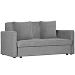 HOMCOM 2 Seater Sofa Bed Convertible Bed Settee w/ 2 Cushions Storage Light Grey