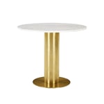 Tom Dixon - Tube Table, Rund toppskiva i marmor Ø90 - Vit - Matbord - Vit - Metall/Sten