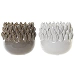 Vase DKD Home Decor Blanc Gris Grès Moderne (2 pièces) (14 x 14 x 13 cm)