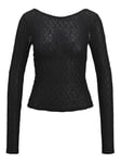 JJXX Women's Jxleah Lace Str Ls Deep Back Top JRS Longsleeve T-Shirt, Black, S