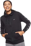 Nike Women W NSW HOODIE FZ LOGO TAPE Sweatshirt - Black/White, X-Large