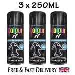 3 X 250ML COLOUR IT QUICK DRYING MULTI-PURPOSE PAINT FLAT MATT BLACK FINISH