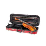 Crossrock Étui pour Violon 4/4 | Coque Rigide moulée en ABS avec Compartiment intérieur, 2 Porte-archets, verrou de sécurité et Sangles Amovibles - Rouge (CRA860VFRD), Rouge, 4/4 Violin, Étui en ABS