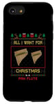 Coque pour iPhone SE (2020) / 7 / 8 Pull moche avec inscription « All I Want For Christmas Is A Pan Flute Music »