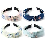 ChouchouClip 4 Pièces Bandeau Cheveux Femme Vintage, Headbands Vintage Élastique, fleur Vintage imprimé tête enveloppe extensible, Sport Elastique Accessoire pour le Yoga, Loisirs, Vacances