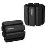 TOPESCT Lot de 2 poids réglables, poignets et chevilles, pour yoga, danse, barre, pilates, cardio, aérobic, marche (450 g chacun, noir)