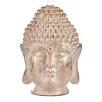 Dekorativ Trädgårdsfigur Buddha Huvud Vit/Guld Polyresin (31,5 x 50,5 x 35 cm)