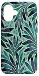 Coque pour iPhone 16 Feuille Design Fougère Abstrait Nature Motif Bleu sarcelle