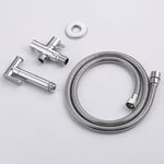 Juego de pulverizador de bidé de inodoro de latón sólido de mano Accesorios Grifo de bidé negro para baño Ducha de pulverizador higiénico de mano portátil Jet Tap Autolimpieza - Type Chrome Whole Set