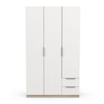 Armoire 3 portes 2 tiroirs L119 cm THIBAULT / GHOST chene kronberg/blanc mat Taille unique