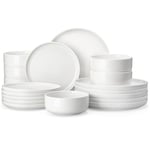 MALACASA Série LUNA Service de Table 18 Pièces en Porcelaine Blanche pour 6 Personnes avec Assiettes Plates, Assiettes à Dessert, Bols à Céréales, Service de Vaisselle Rond