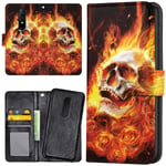 Xiaomi Mi 9T/9T Pro - Plånboksfodral/Skal Burning Skull