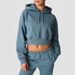 Everyday Cropped Hoodie Wmn, Steel Blue