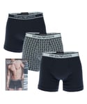 Emporio Armani Mens 3 Pack of Boxers in Various - Multicolour Cotton - Size Large