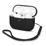 AOTUAO Coque Compatible avec Airpods Pro 2, Housse Étui Protection en Silicone AirPods Pro 2 Case Cover pour AirPods Pro 2ᵉ génération, Étui AirPods Pro 2 2022 avec Silicone Lanyard, Noir