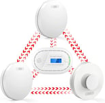 CPVAN Wireless Interlinked Smoke, Heat & Carbon Monoxide Alarm Bundle, Fire Alarms, Scotland & England Law Compliant, 10 Year Battery, CE & BS Certified, Pre Linked,4 Pack