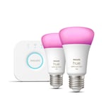 Philips Hue Hue White and colour ambience Starter kit: 2 E27 smart bulbs 1100