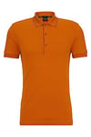 BOSS Mens Paule 4 Branded-Placket Slim-fit Polo Shirt in Cotton piqué Yellow