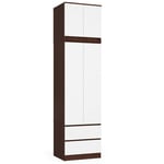 Armoire avec surmeuble Akord star Wengé 60 cm 2 portes 2 tiroirs façade Blanche 3 étagères 60x51x234 cm