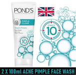 New 2 X 100ml Ponds Pimple Clear Acne face Marks Blackhead remove Face wash UK